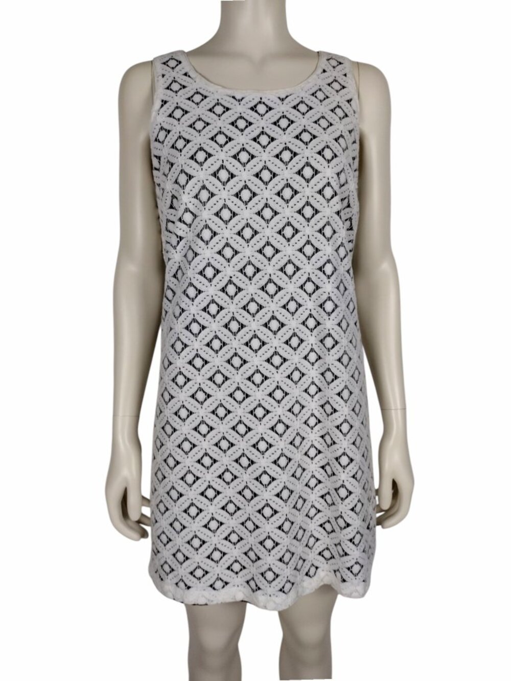 Apt 9 Black and White Lace Overlay Sleeveless Knee Length Shift Dress Size M